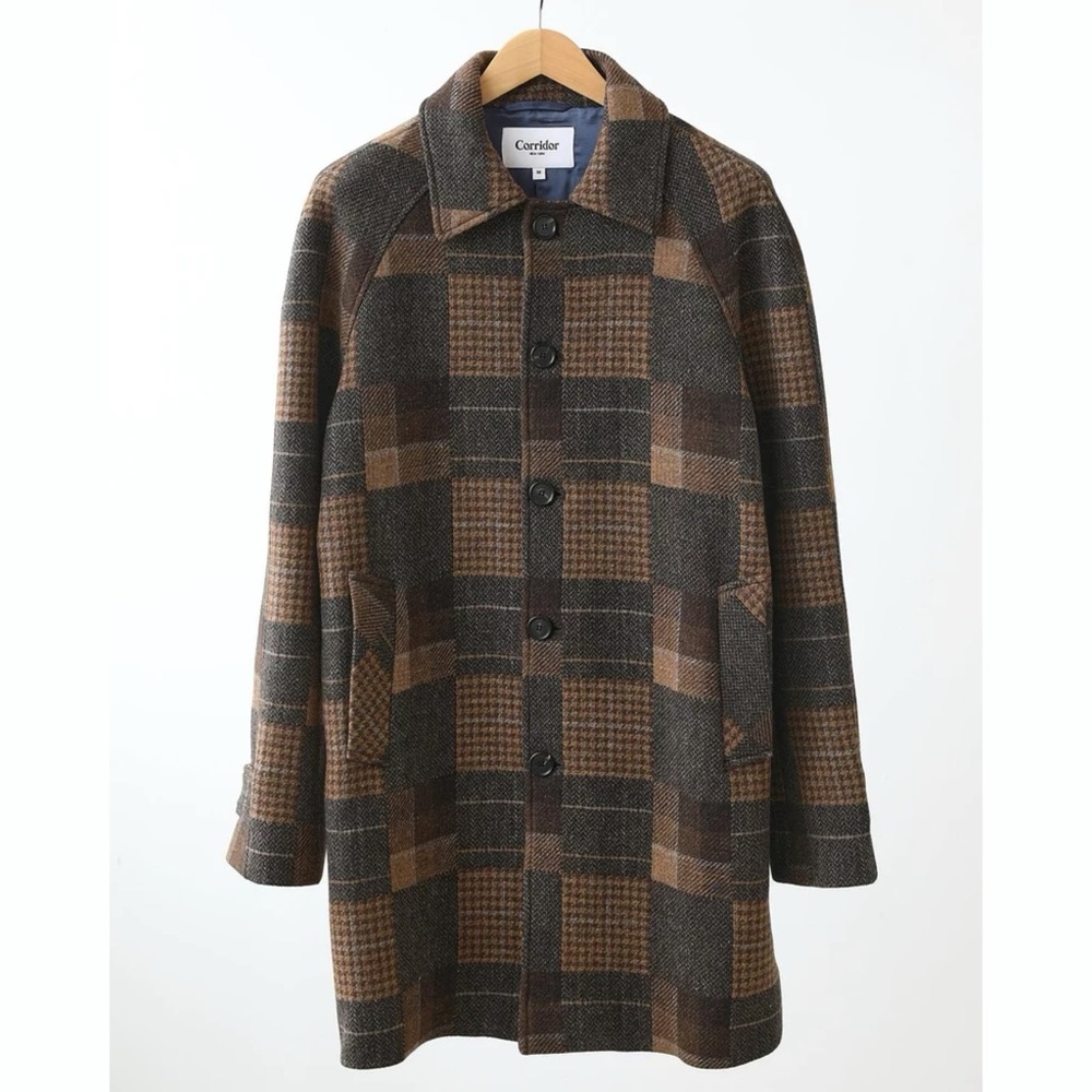 NWT ✅ Corridor - Brown Patchwork Raglan Trench Coat